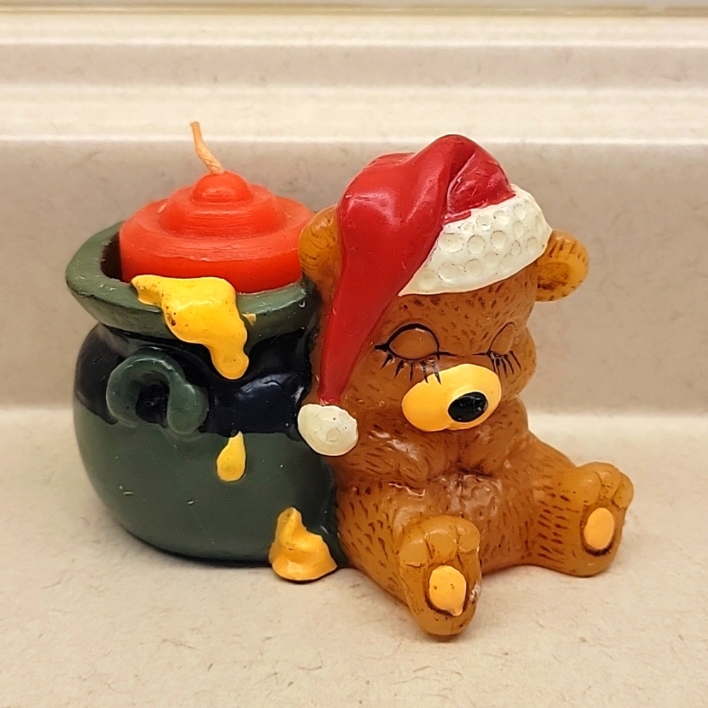 Vintage Jasco Christmas Friend Teddy Bear Candle
